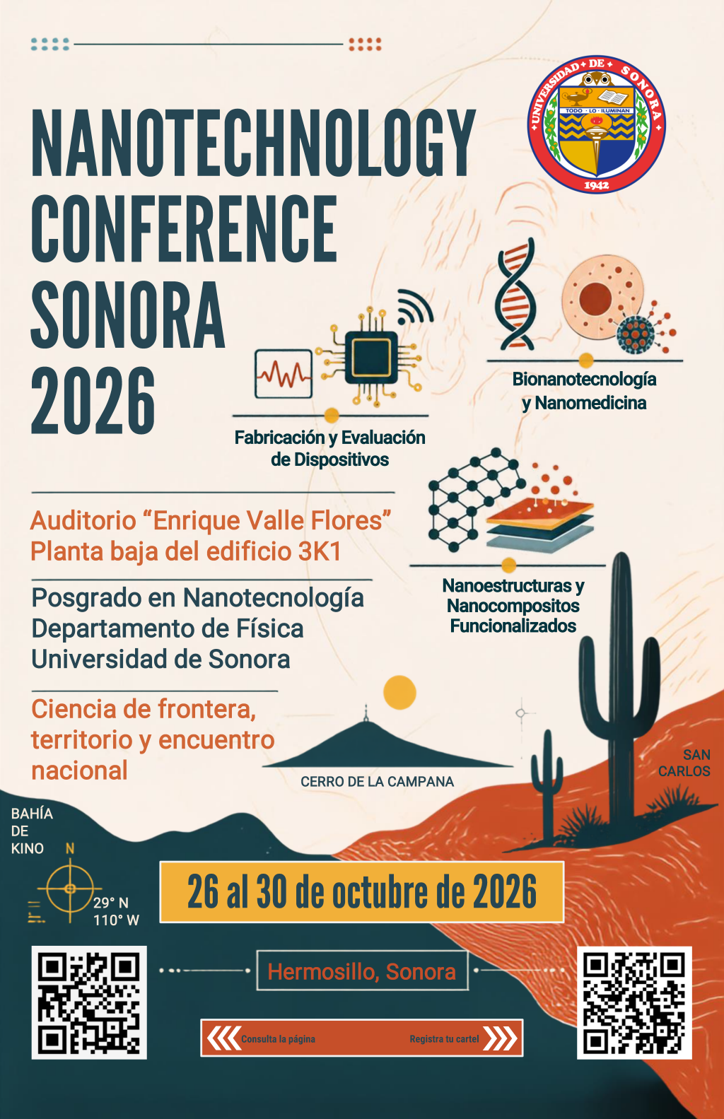 Póster oficial Nanotechnology Conference Sonora 2026